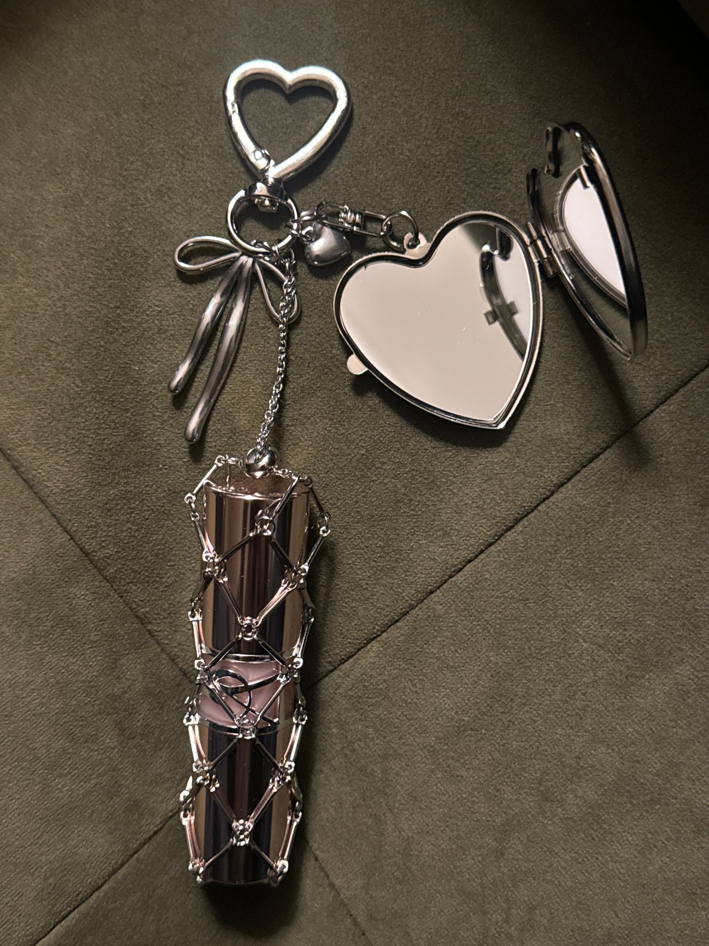 Heart Clasp Metal Lipstick Holder Charm