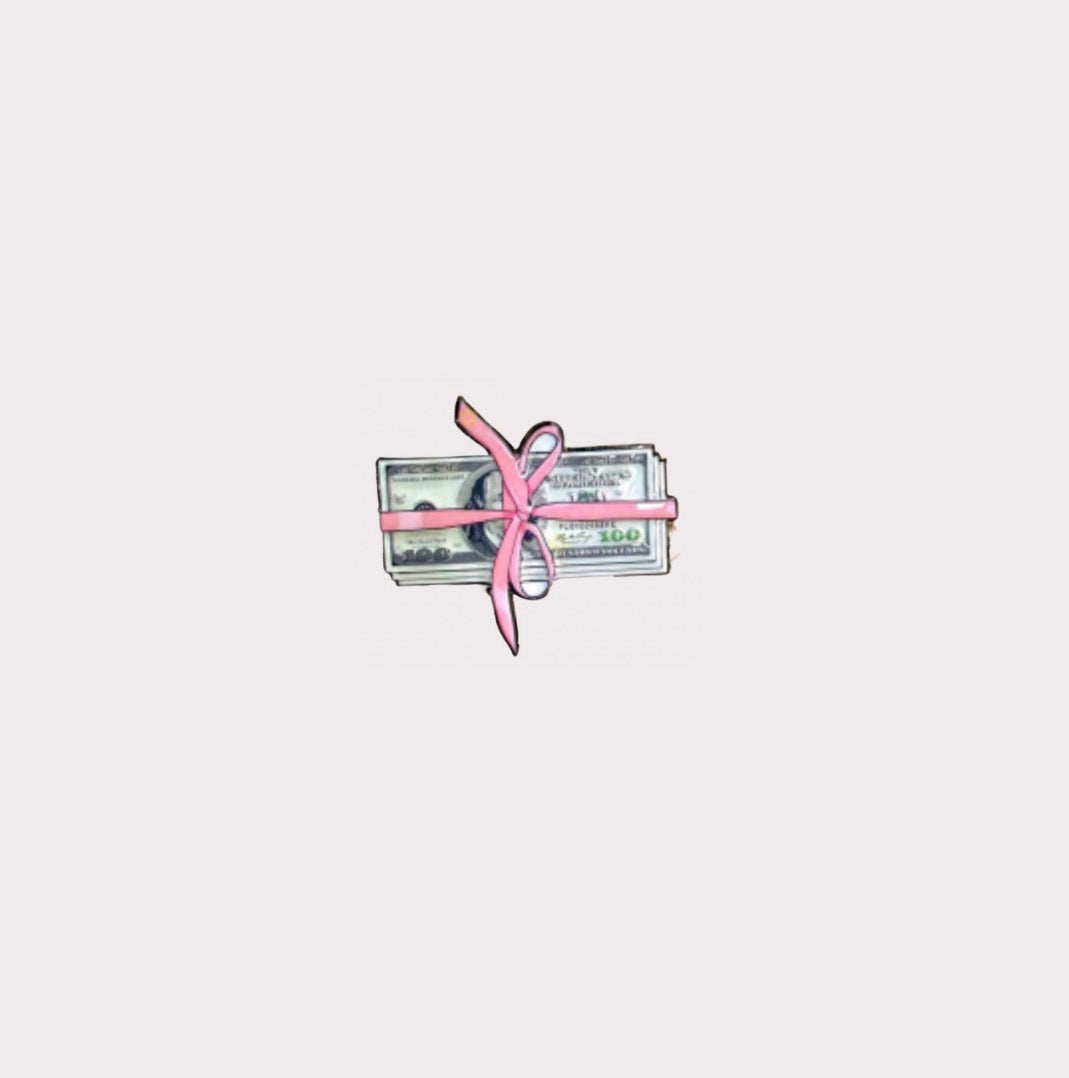 Cash With Bow Metal Sticker