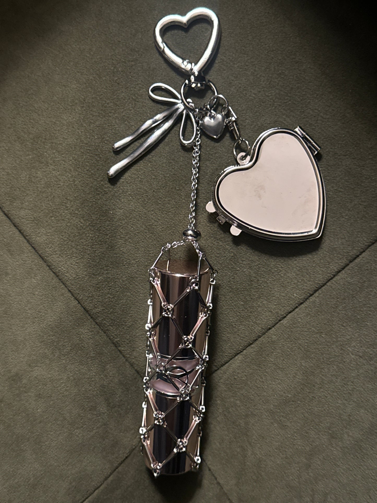 Heart Clasp Metal Lipstick Holder Charm