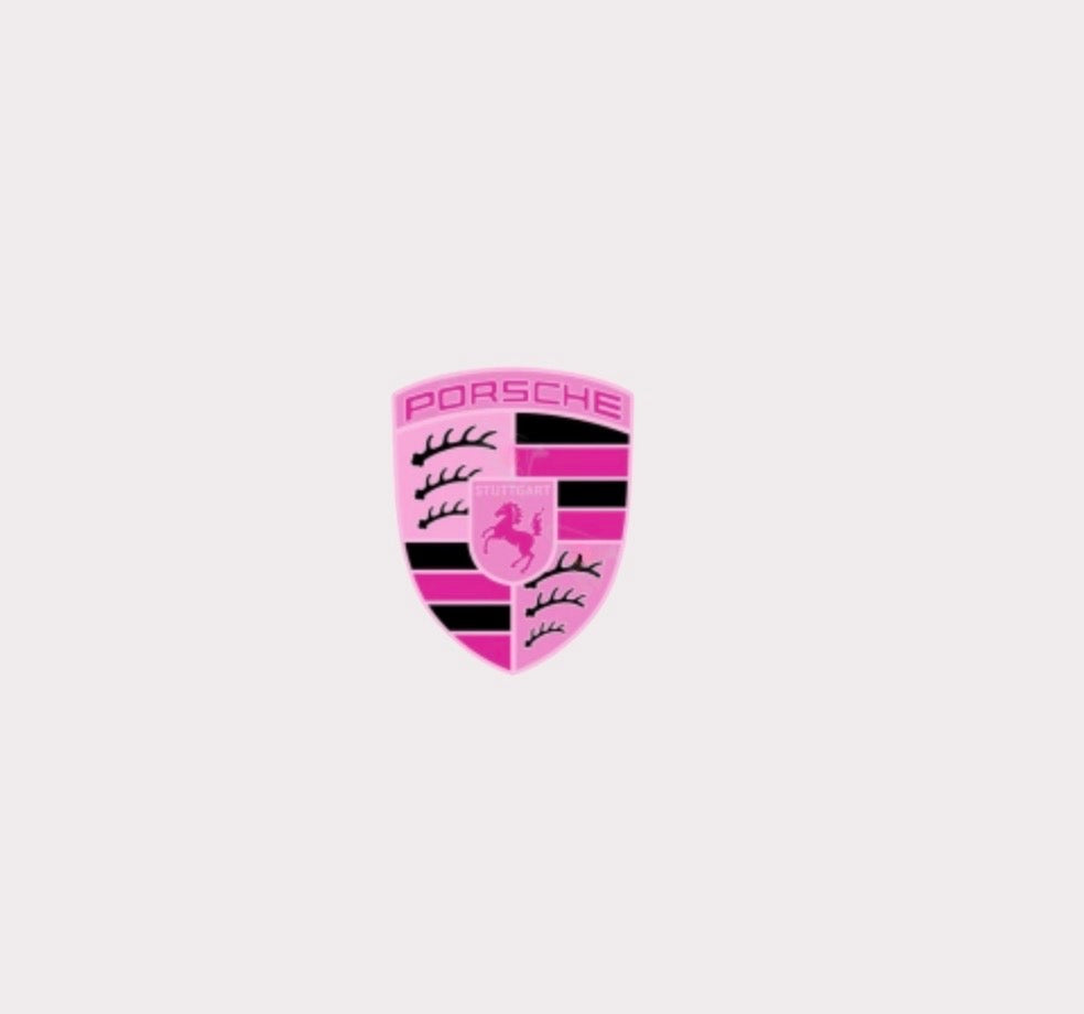Pink Porsche Logo Metal Sticker