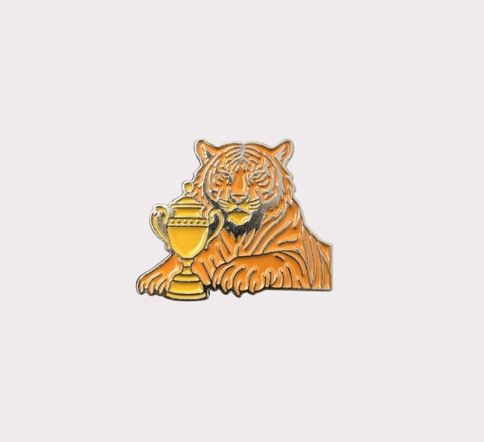 Tiger With Trophy Metal Sticker