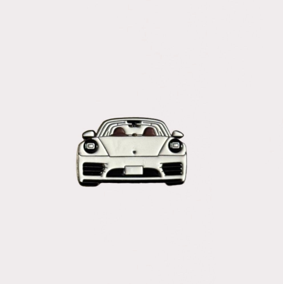 White Porsche Metal Sticker