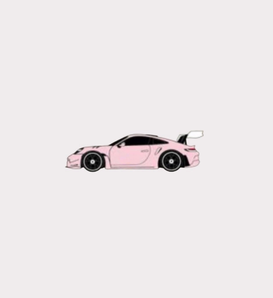 Side Pink Porsche Metal Sticker