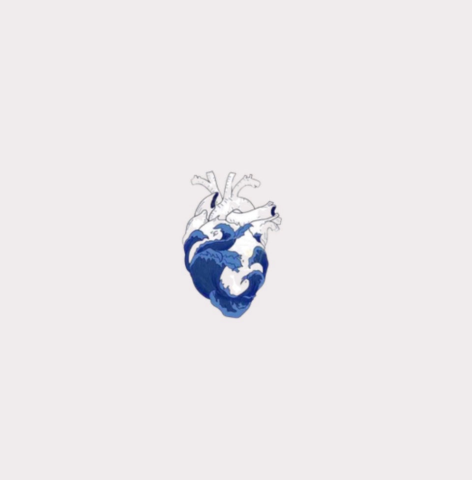 Blue Heart With Waves Metal Sticker