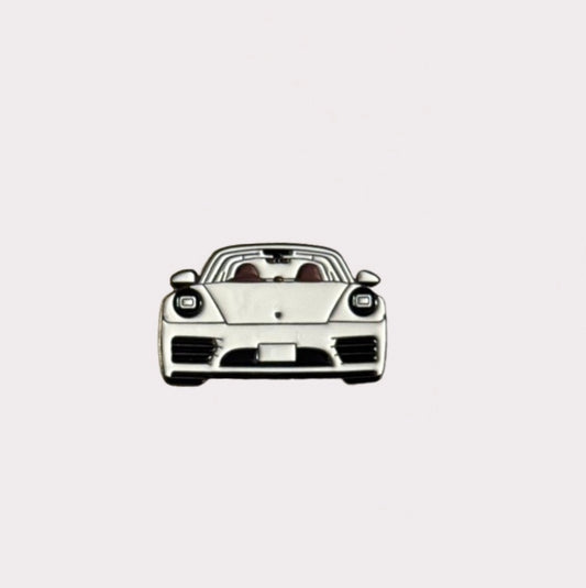 White Porsche Metal Sticker