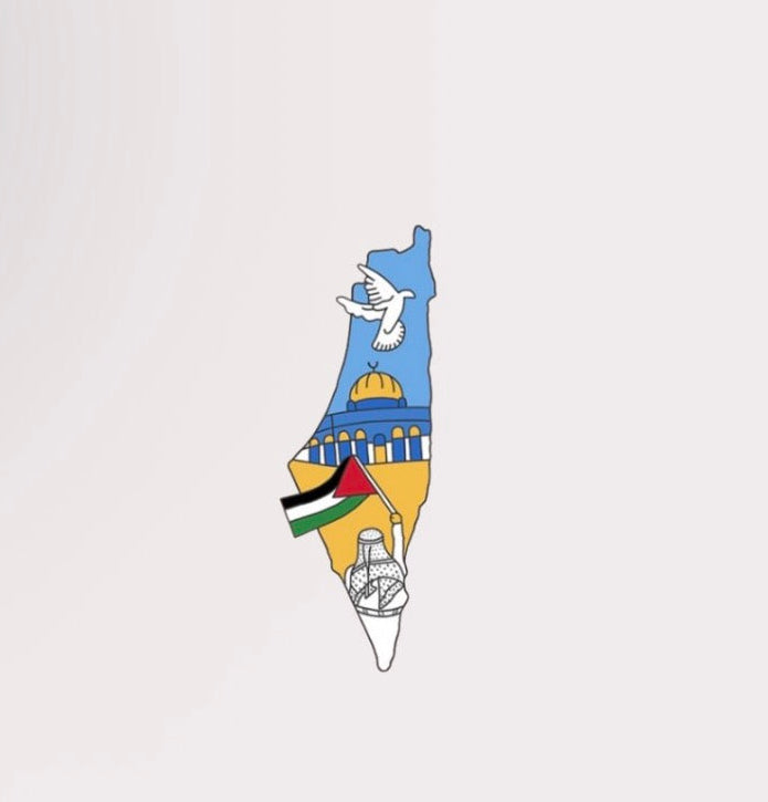 Palestine Map With Animation Metal Sticker