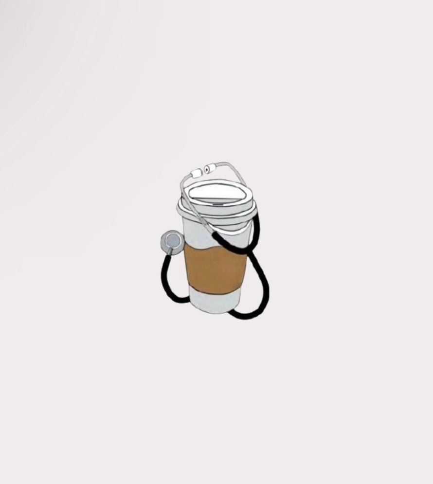 Coffee With Stethoscope Metal Sticker