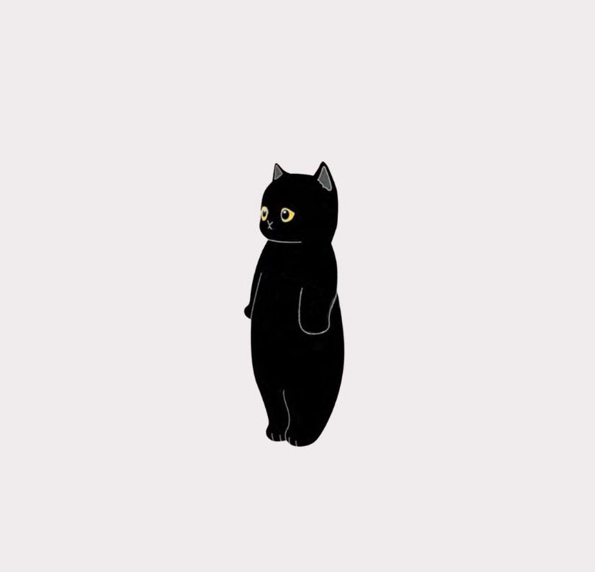 Black Cat Standing Metal Sticker
